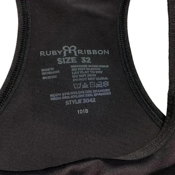 Ruby Ribbon Womens 32 Demiette sports Bra Black Removable Pads Adjustable 3042 - Picture 10 of 11